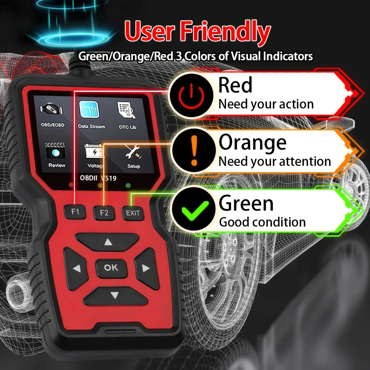 V519 OBD2 Scanner & Universal Car Diagnostic Code Reader